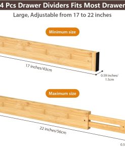 Alternative view of DUCOO 4 PCS Drawer Divider. 17-22 Adjustable Bamboo Drawer Dividers Organizers. Expandable Separators for Kitchen. Clothes. Dressers. Home. Office