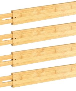 DUCOO 4 PCS Drawer Divider. 17-22 Adjustable Bamboo Drawer Dividers Organizers. Expandable Separators for Kitchen. Clothes. Dressers. Home. Office