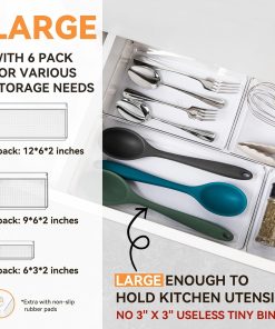 Alternative view of 6 Pack Large Clear Plastic Drawer Organizer Trays. Acrylic Kitchen Drawer Organization and Storage Dividers. Non-Slip Storage Bins for Makeup. Kitchen Utensils. Bathroom. Jewelries and Office Desk
