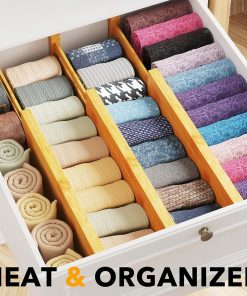 Alternative view of SpaceAid Bamboo Dresser Drawer Dividers 6 Pack. 4.65 High Adjustable 12.5-17 Drawer Organizers. Expandable Organization for Clothing. Clothes. Dressers. Natural