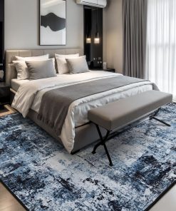 Alternative view of Rugflix 8x10 Area Rugs for Living Room. Washable Large Rug Stain-Resistant Low Pile. Modern Dark Carpet for Dining Room Home Office Kid Room Nursery Bedroom. Navy Blue/Black