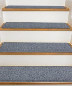 KOOTETA Stair Treads for Wooden Steps Indoor. 15 Pack 8 X 30 Non Slip Carpet Stair Treads with Reusable Adhesive for Kids Elders and Dogs. Surface Polyester TPR Backing Stair Runner Rugs. Dark Grey