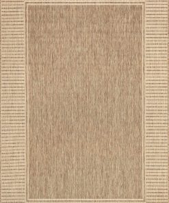 Alternative view of Nuloom Asha Light Brown/Ivory. 8' x 10'. Casual. Striped Border. Soft and Cozy. High Traffic. Stain Resistant. Easy Clean. Durable Area Rug for Indoor/Outdoor Patio. Deck. Porch. Garden. Courtyard